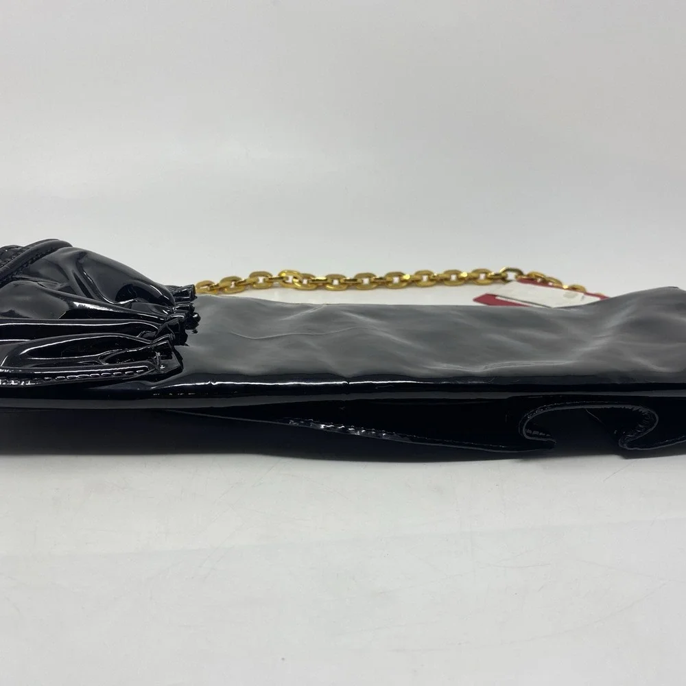 Valentino Garavani Patent Leather Shoulder Bag Purse or Clutch Black Ruffles